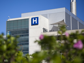 Exterior view of a hospital building